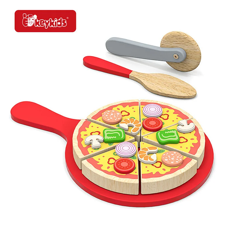 Wooden Pizza Making Play Set with Mix-and-Match Toppings, Removable Cutter & Integrated Storage W10B529